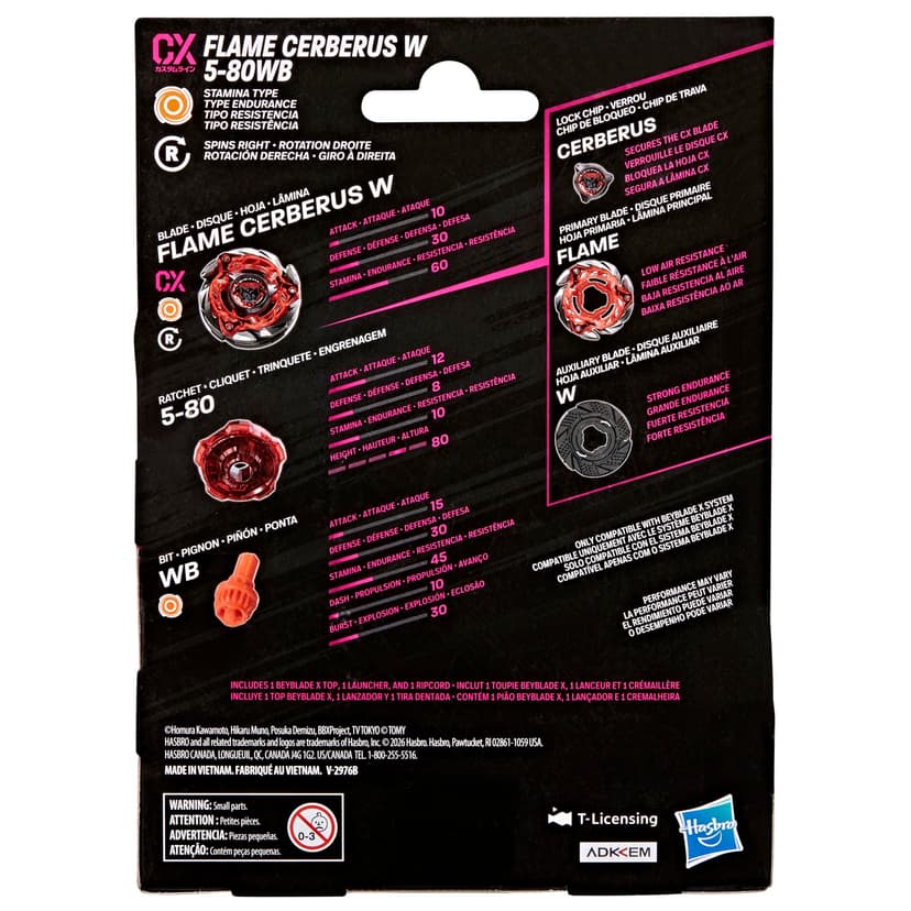 Beyblade X Starter Pack Flame Cerberus W 5-80WB CX, toupie Takara Tomy de Type Endurance avec Lanceur, toupies de compétition, dès 8 Ans - 7