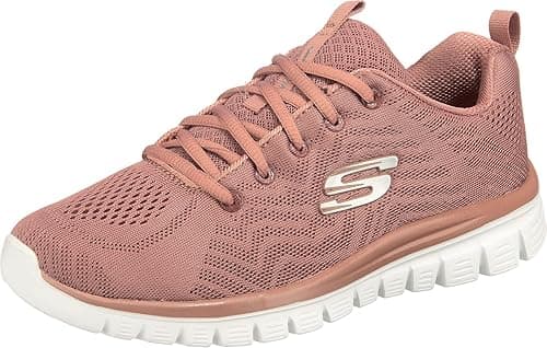 Skechers Women's Graceful Get Connected Sneaker, Mauve Mesh Trim, 5 UK