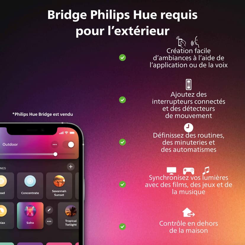 Philips Hue White & Color Ambiance Projecteur Extérieur DISCOVER, Éclairage extérieur en Aluminium Noir, Projecteur lumière compatible avec Alexa, Google Assistant et Apple Homekit - 6