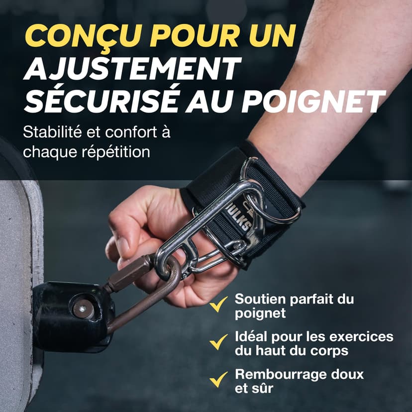 Sangle Poignet Musculation Poulie - Poignée Musculation - Bande Poignet Musculation - Sangle Poignet Musculation - Cuff Musculation - Machine à poulie - Accessoires poulie fitness - Guide Interactif - 7