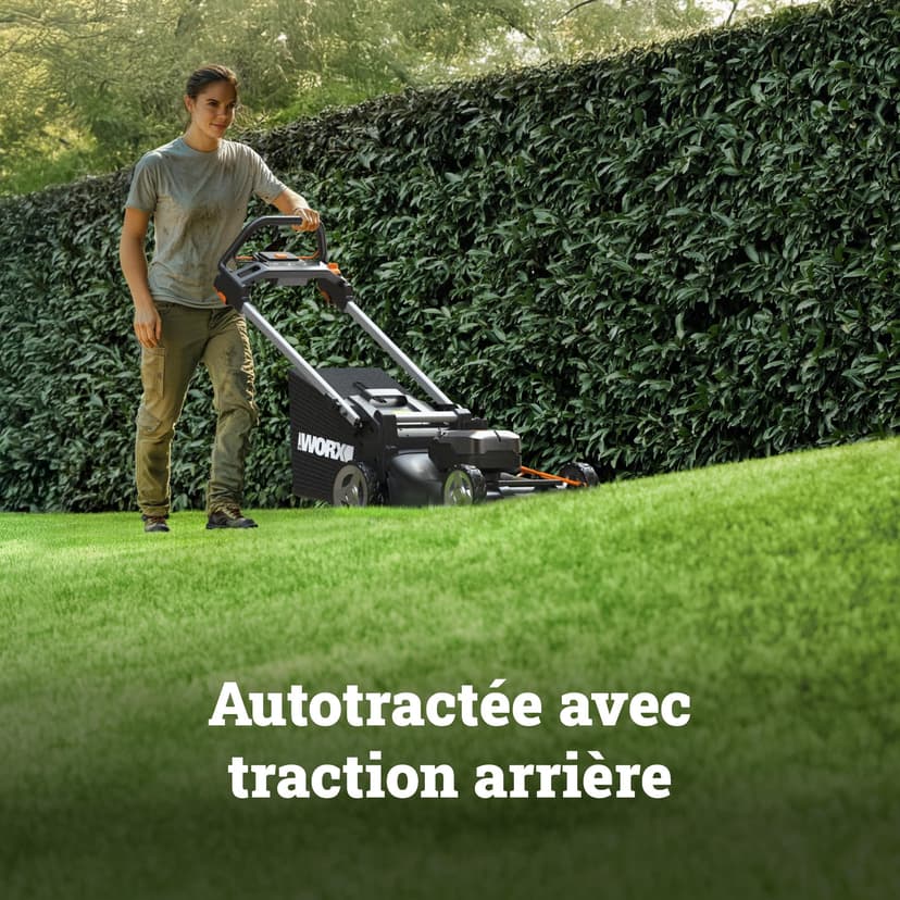 WORX Nitro 40V (2x20V) Lawn Mower | PowerShare | WG749E | Includes 2 4Ah Batteries and Dual Charger | 46 cm with traction | Mulching | 7 Height Positions - 4