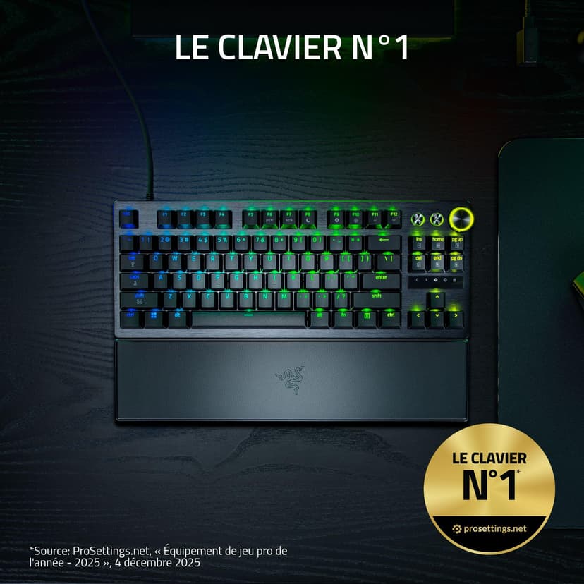 Razer Huntsman V3 Pro Tenkeyless 8KHz - TKL PC Gaming Keyboard - 8KHz HyperPolling - Analog Optical Switches - actuation 0,1-4,0mm - Snap Tap - Rapid Trigger - QWERTY US Layout | Black - 2