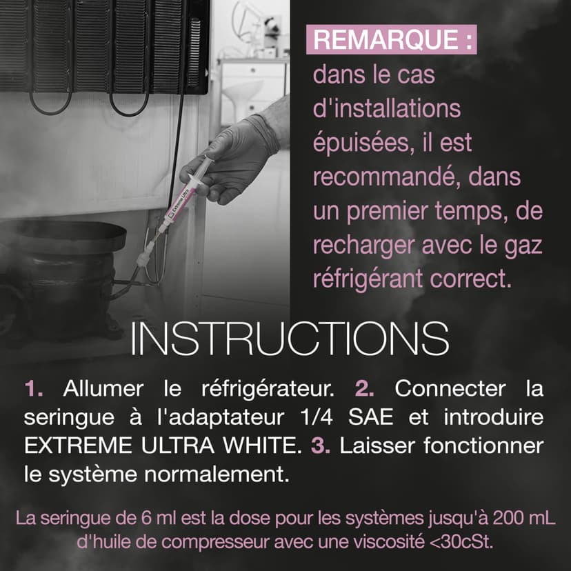 ERRECOM Extreme Ultra White - 6 mL, Refrigerant Leak Stop for Refrigerators with hermetic compressor and R600 - R290 – R134a, adapters not included - 6