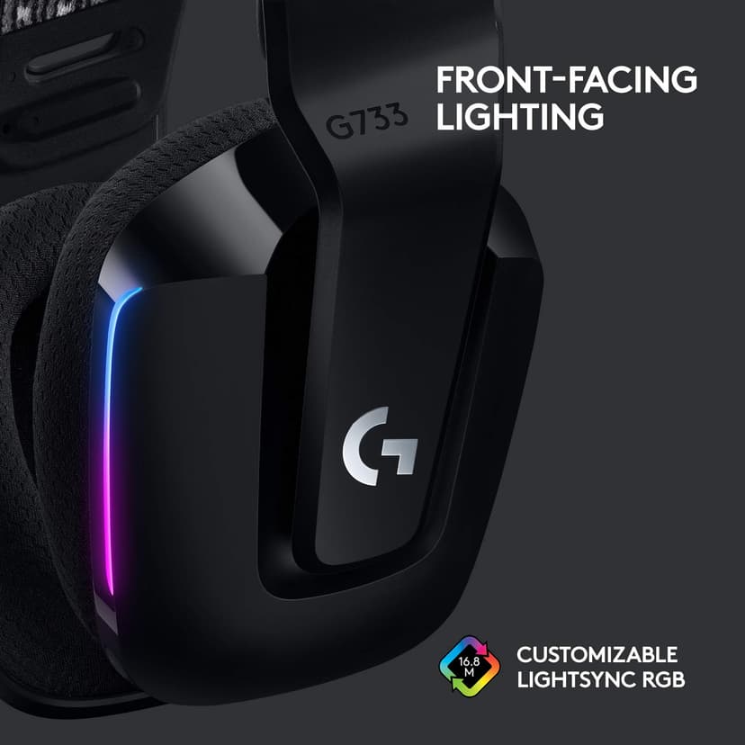 Logitech G G733 LIGHTSPEED Wireless Gaming Headset with suspension headband, LIGHTSYNC RGB, Blue VO,CE mic technology and PRO-G audio drivers, Lightweight, 29 Hour battery life, 20m range - Black - 4