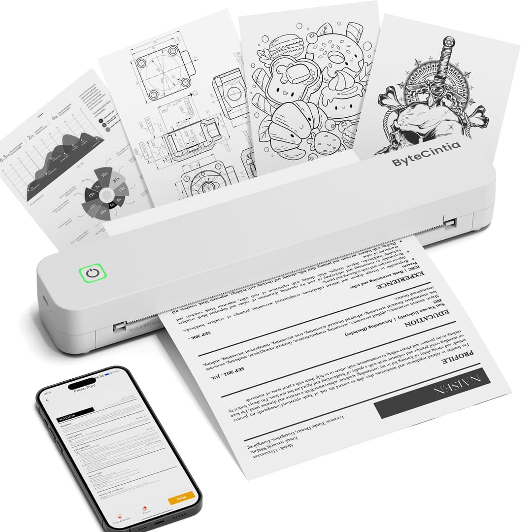 ByteCintia Portable Printer for Travel, C80 Bluetooth The…