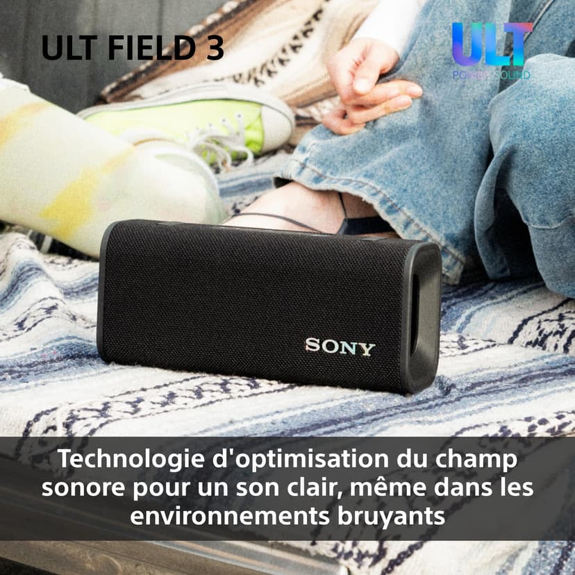 Sony ULT Field 3 - Enceinte Bluetooth Ultra Portable avec ULT Power Sound, Batterie 24h, IP67, étanche, Anti-poussière, Anti-Choc, bandoulière détachable, compacte - Blanc cassé - 8