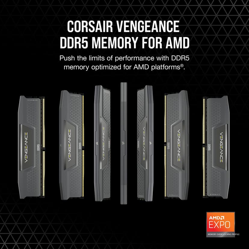 CORSAIR Vengeance DDR5 32Go (2x16Go) DDR5 Jusqu'à 6000MHz CL36 AMD Expo Intel XMP iCUE Mémoire Informatique Compatible - Gris (CMK32GX5M2E6000Z36) - 2