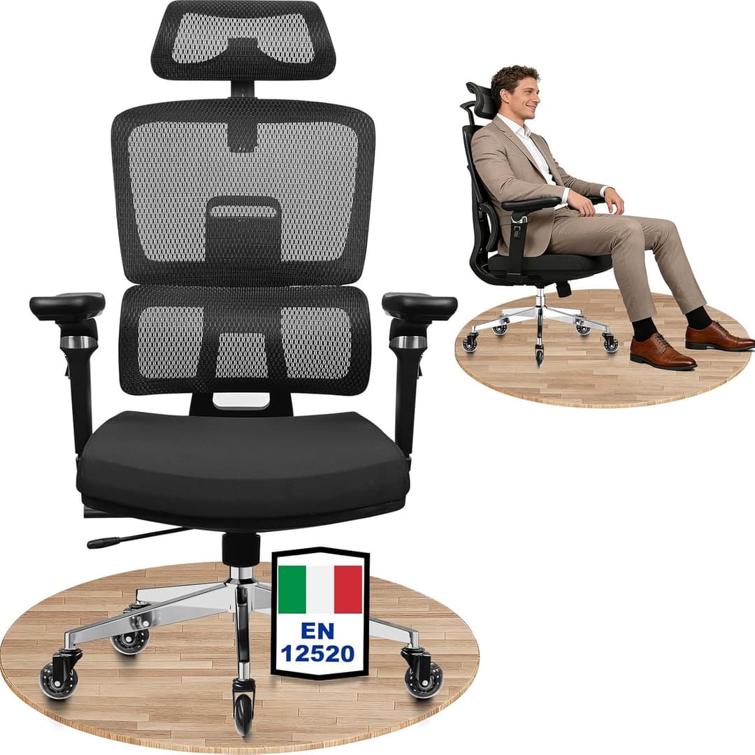 MELOKEA Office Chair 200 kg, Quiet Rubber Wheels, 6D Armrests, 3D Headrest