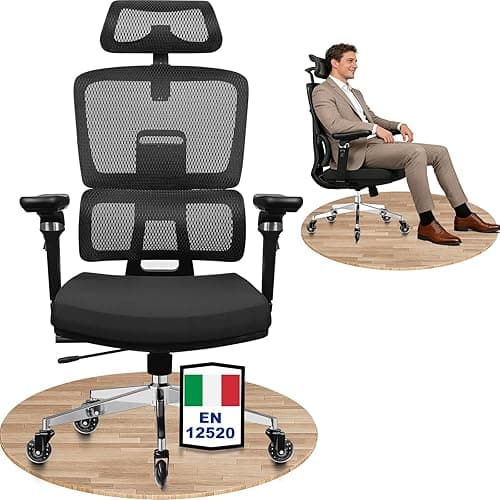 MELOKEA Office Chair 200 kg, Quiet Rubber Wheels, 6D Armrests, 3D Headrest