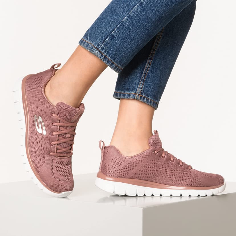 Skechers Women's Graceful Get Connected Sneaker, Mauve Mesh Trim, 5 UK - 2