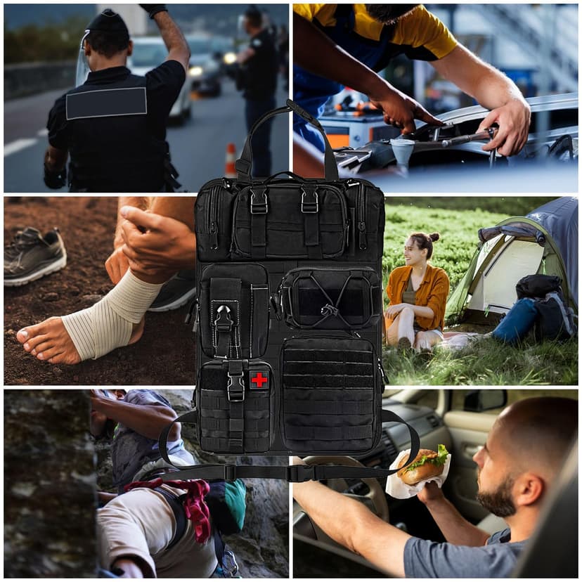 Tactical Car Seat Organizer with 5 Detachable Bag, Car Backrest Protector 600D Oxford Waterproof Tactical Vehicle Seat Back Organiser for Most Vehicle SUV Truck Pickup - 9