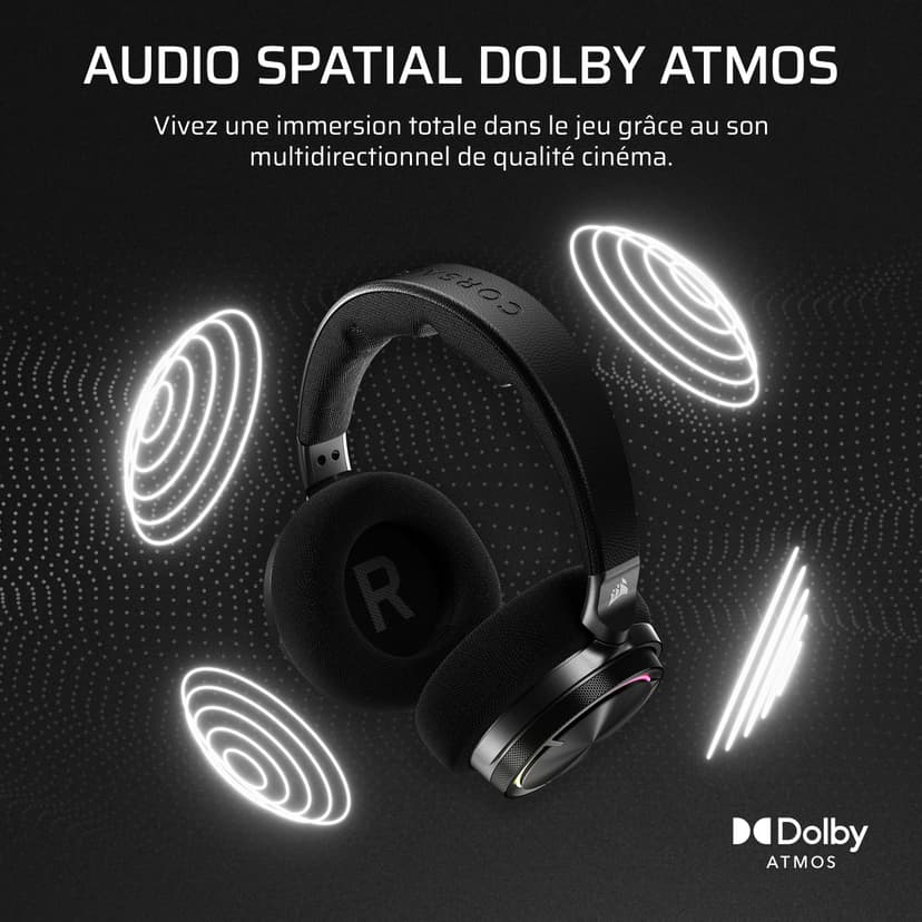 Corsair VIRTUOSO MAX WIRELESS Gaming Headset – Dolby Atmos, Active Noise Cancelling, Sonarworks SoundID, Simultaneous 2.4GHz Wireless & Bluetooth, 50mm Graphene Drivers, PC, Mac, PS5/PS4 – Carbon - 4