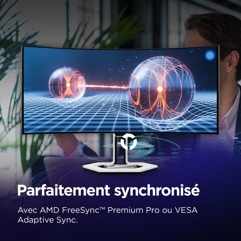 Lenovo Legion Pro 34WD-10 - Écran Gaming de 34" Incurvé avec Eyesafe (WQHD, OLED, 240Hz, 0.03ms, HDMI+DP, Cable DP, AMD FreeSync Premium Pro, Haut-parleurs) Réglage en Inclinaison - Noir-Blanc - 2