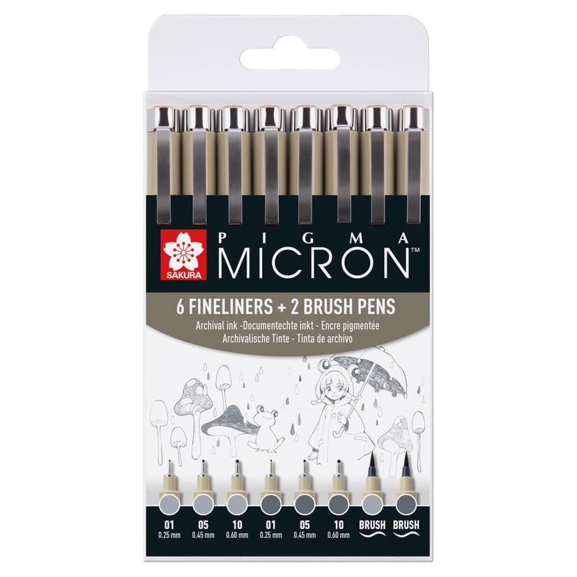 SAKURA Pigma Micron Fineliner Pen Set - 8 Pack Light Cool… - 1