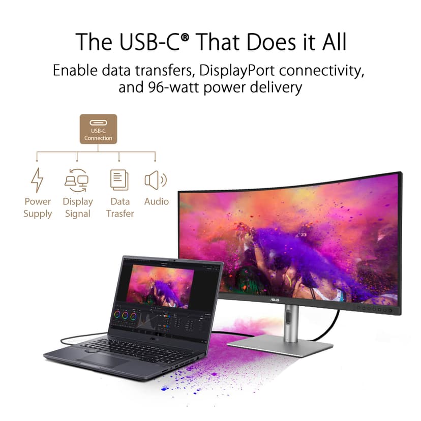 ASUS ProArt Display PA34VCNV Curved Professional Monitor, 34.1", IPS, 21:9 3440x1440, 3800R, 100% sRGB/Rec709, E<2, Calman Verified, USB C Docking PD96W, RJ45, Ergonomic Stand, Green Sustainability - 4
