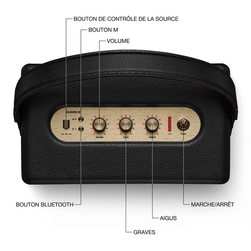 Marshall Kilburn III Bluetooth Enceinte Portable avec Plus de 50 h d’autonomie - Noir et Laiton - 6