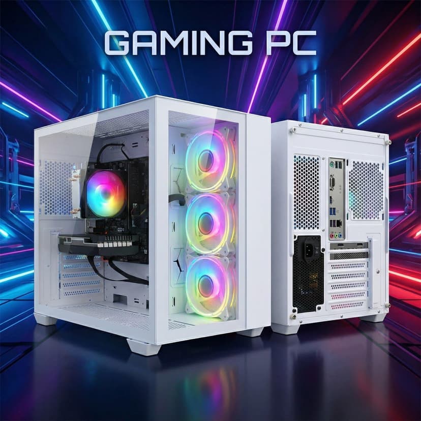 STGsivir PC Gamer Fixed, Gaming Computer, GeForce RTX 3050 6GB GDDR6, Ryzen 5 5500, 32G DDR4, 1T SSD, WiFi 6, BT5.0, RGB Fan x3, PS 600W, Windows 11 Pro - 3