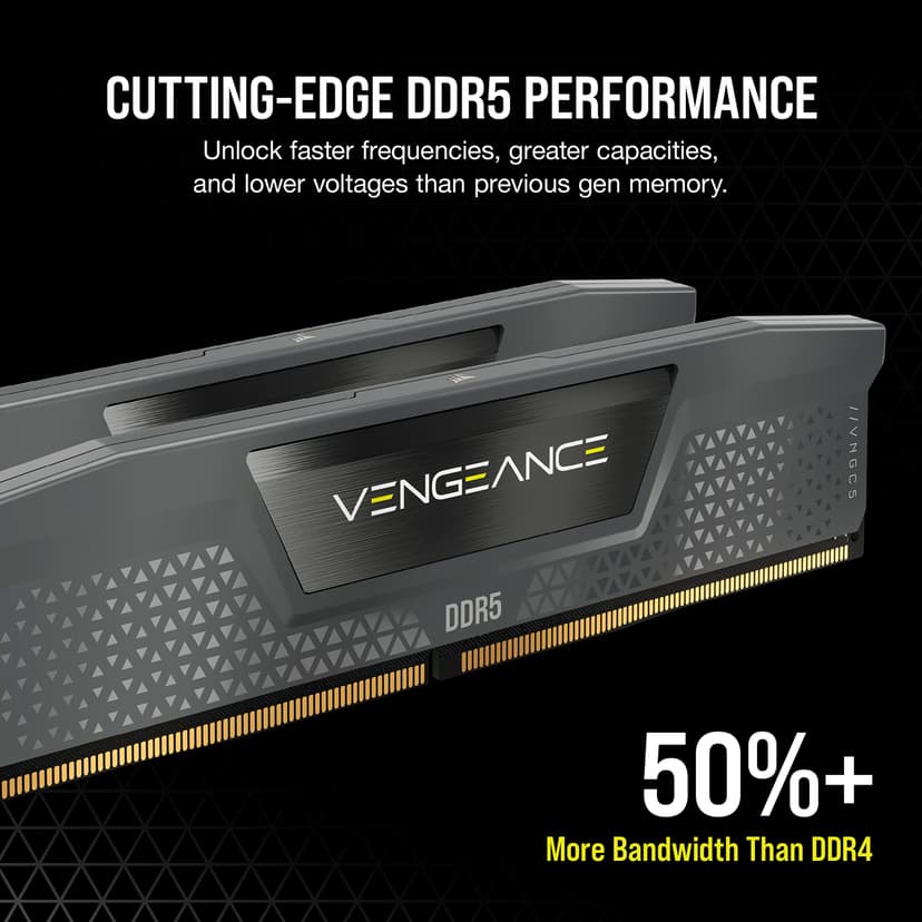 CORSAIR Vengeance DDR5 32Go (2x16Go) DDR5 Jusqu'à 6000MHz CL36 AMD Expo Intel XMP iCUE Mémoire Informatique Compatible - Gris (CMK32GX5M2E6000Z36) - 3