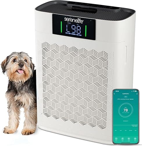 SereneLife Air Purifier for Large Room upto 100m² – HEPA Filter for Pets Dust Odor, Better Sleep, Allergies and Smoke, Smart WiFi App Control, Quiet Sleep Mode for Bedroom and Home Office (White)