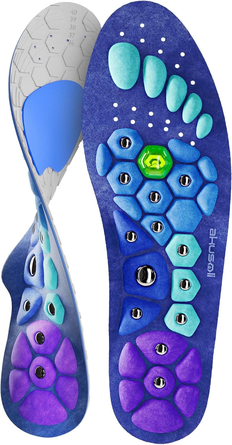 Akusoli Insoles for Women, All Day Comfort Cushioned Shoe Insoles, Work & Boot Inserts, Shock Absorption, Arch Support and Massage UK3-7(10.6in) - 1
