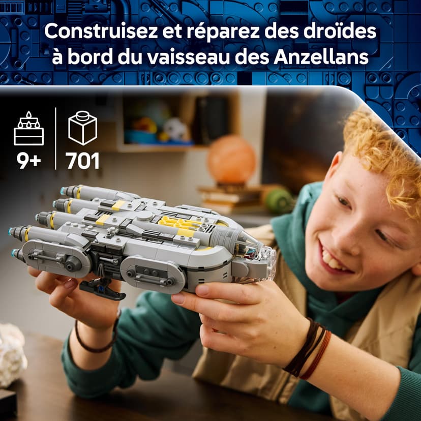 LEGO Star Wars 75445 Anzellan Starship Toy - The Mandalorian and Grogu Model Kit w/ 3 Figures & a Droid Workshop - Birthday Gift for 9+ Year Old Boys, Girls & Fans - 3