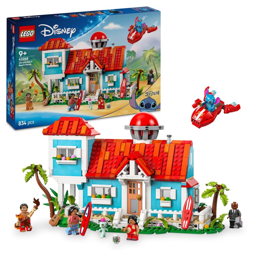 LEGO | Disney Lilo and Stitch Beach House Building Toy with 6 Rooms, Rooftop Observatory, a Spaceship and 5 Minifigures - Birthday Gift for 9+ Year Old Girls, Boys & Fans - 43268 - 1
