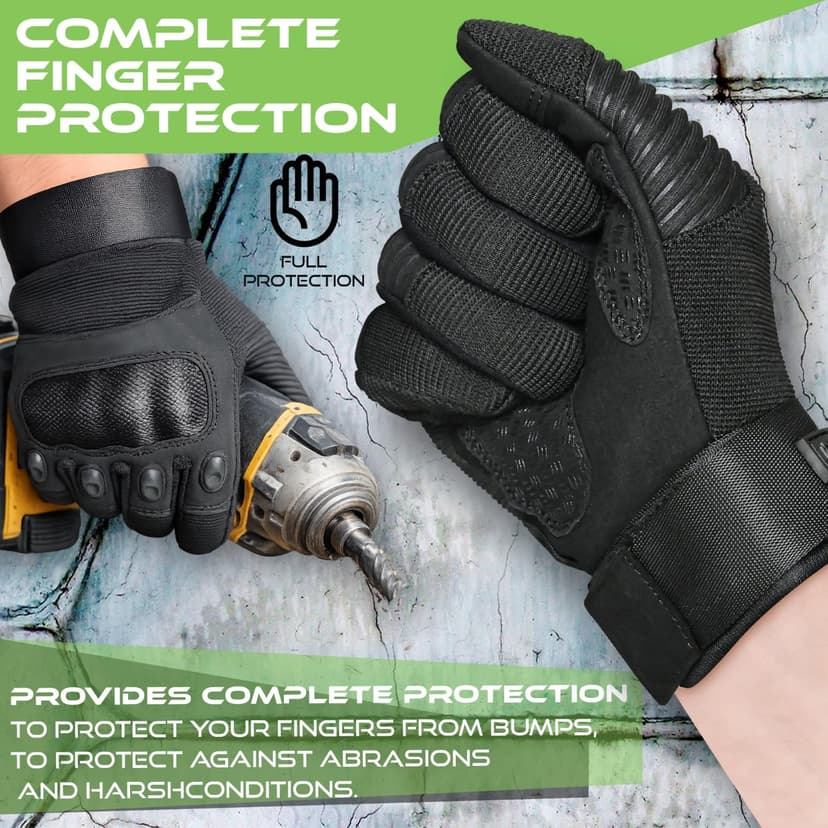 WFX Motorcycle Gloves for Men and Women Hard Knuckle Full Finger Touchscreen Motorbike Gloves for Bike Riding (BLACK, L) - 3