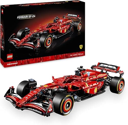 LEGO Technic F1 Ferrari SF-24 - Maquette de Voiture de Course Collector à Échelle 1/8 - Décoration - Inclut Moteur V6, Boîte de Vitesses, DRS et Volant - Idée de Cadeau pour la Fête des Pères 42207