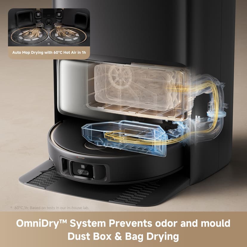Mova V50 Ultra Complete Robot Vacuum Cleaner and Self-Emptying Scrubber with 24000 Pa Suction, Thermal Floor Wash with DuoSolution System, FlexiRise Navigation and StepMastera System Black - 4