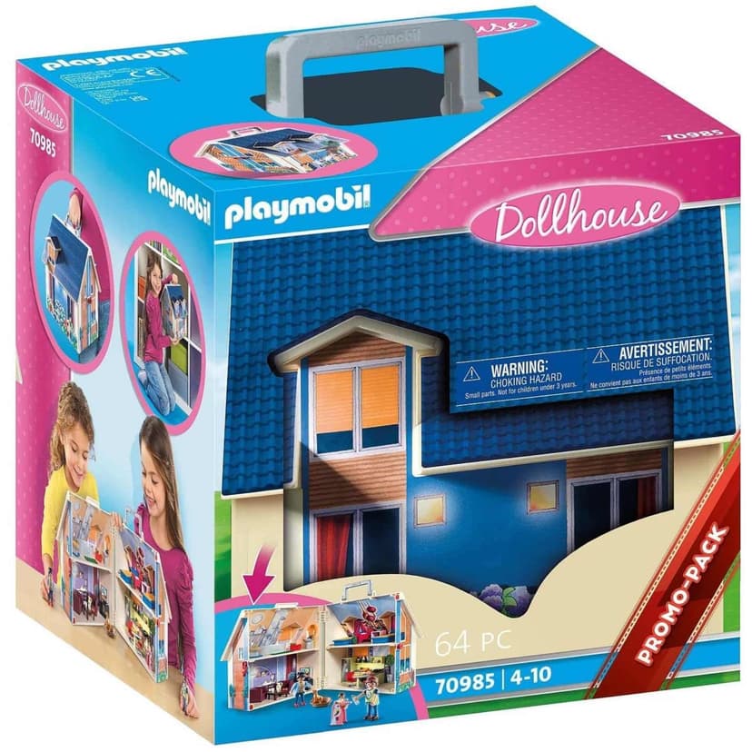Playmobil 70985 Maison transportable - Dollhouse - avec Trois Personnages, Salle de Bains, Chambre, Salon et Cuisine - Tout équipée - La Maison Traditionnelle - s'ouvre s'emporte Partout - Dès 5 Ans - 4