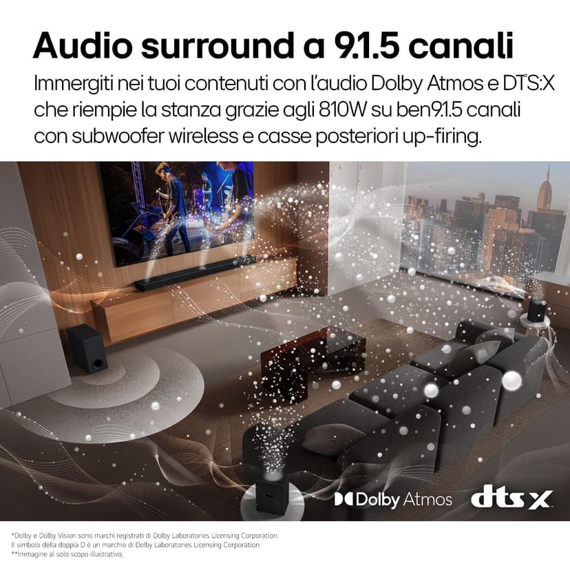 LG S95TR Barre de Son Intelligente, 810 W, 9,1,5 canaux, Son Surround Dolby Atmos et DTS, Large connectivité, Bluetooth, USB, entrée Optique, Noir - 4