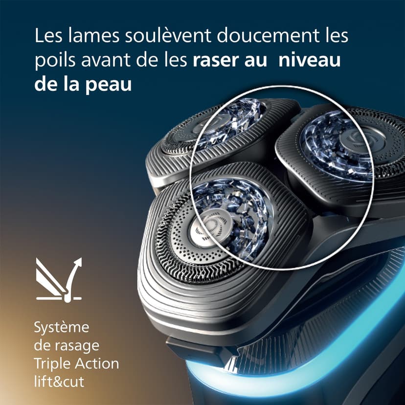 Philips Rasoir i9000 Prestige, Rasoir électrique sec et humide, avec technologie Skin IQ, système Triple Lift & Cut, lames rotatives à 360° SteelPrecision, dosette à nettoyage rapide, modèle XP9202/30 - 3