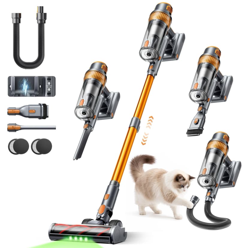 SMOTURE Cordless Vacuum Cleaner,50Kpa/600W Powerful Stick Vacuum with Self-Standing Design &1m Flexible Hose, 65Mins(eco) Runtime Anti-Hair Wrap Cordleme Carpet Hard Floor Car Pet Hair - 1
