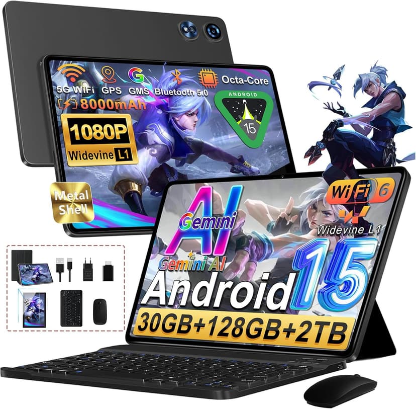 U7 11 Inch Android 14 Tablet with 24GB RAM, 256GB ROM, TF 1TB, Octa-Core 2.0 GHz, 5G WiFi, Bluetooth 5.0, Widevine L1, 5MP + 13MP, 8000mAh, Face Detection, GPS, Red - 1