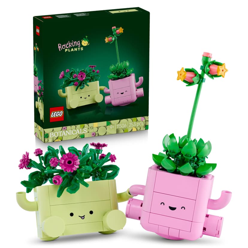LEGO Botanicals Rocking Plants - Artificial Flowers Set - incl. 2 Faux Plants & 2 Pastel Coloured Pots for Bedroom Decor - DIY Gift Idea for 9+ Year Old Girls & Adults - 11506 - 1