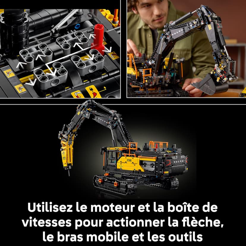 LEGO Technic Pelleteuse Volvo EC500 Hybride - Maquette pour Adulte de Véhicule de Construction Motorisé - Bras Articulé & Chenilles Mobiles - Marteau & Pelle - Cadeau Original 42215 - 6