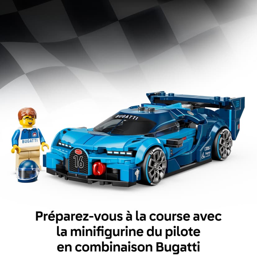 LEGO Speed Champions Bugatti Vision GT Hyper Sports Car Toy - Model Kit w/a Collectible Driver Minifigure - Gaming Gift Idea for 9+ Year Old Boys & Motorsport Fans - 77253 - 5