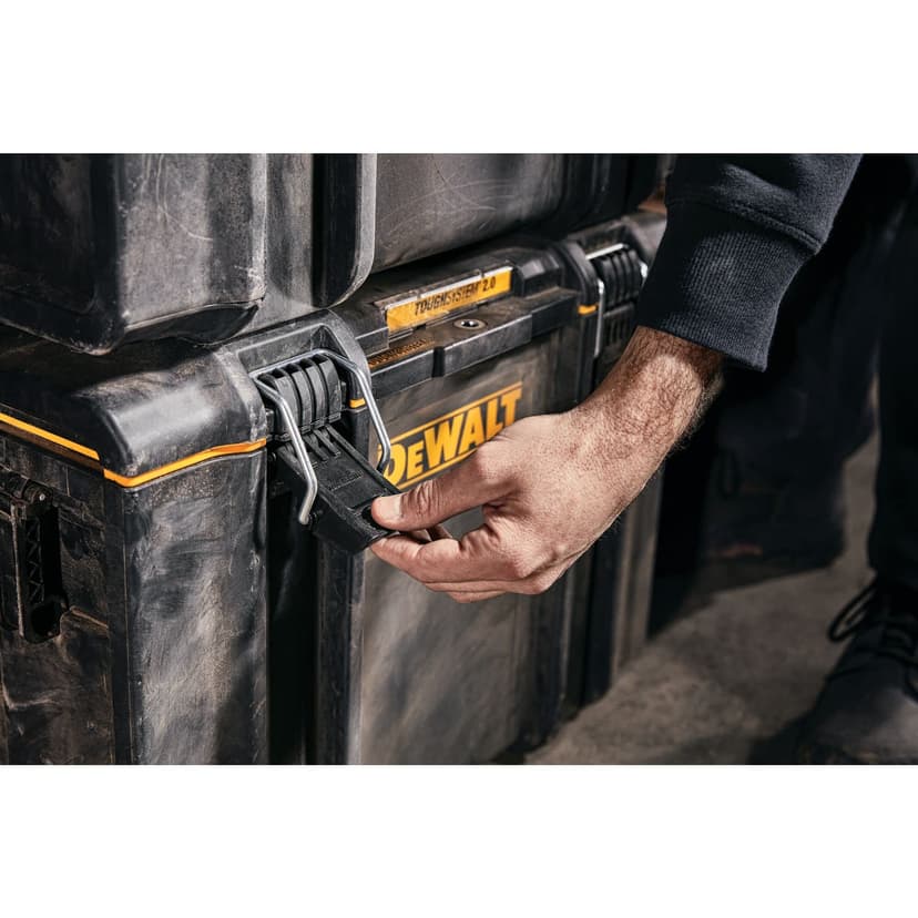 Heavy-duty toolbox with IP65 seal, 50kg load, auto-latching, removable tray, and tracker-ready design—ideal for secure, stackable jobsite tool storage. - 3