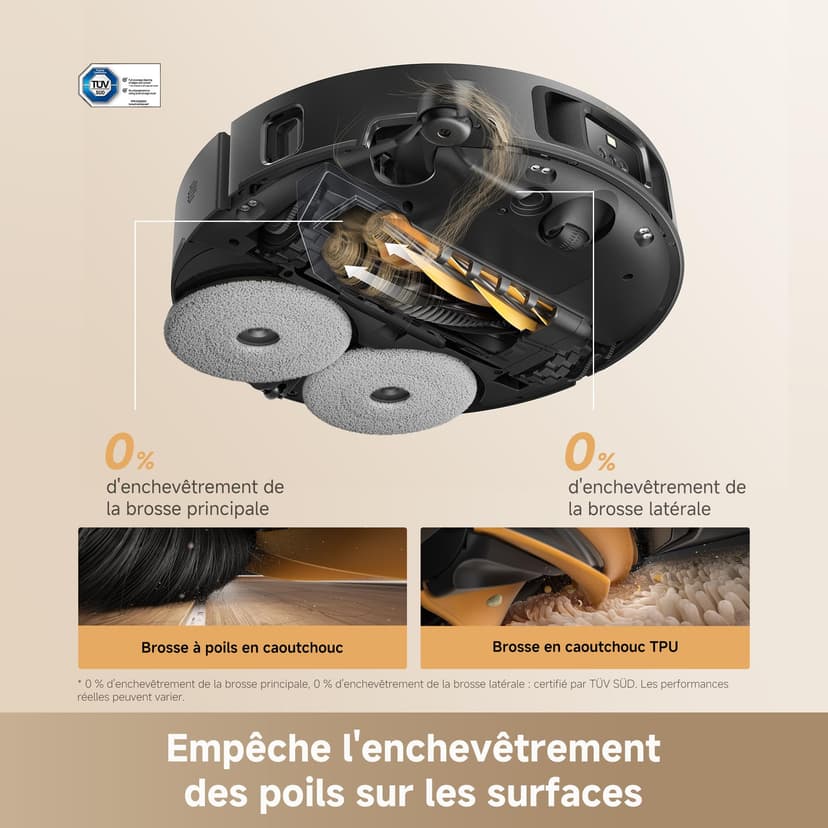 dreame L50s Pro Ultra Robot aspirateur Laveur, 30 000 Pa, 100 Jours de vidage Automatique, Nettoyage des serpillières à Haute température, Nettoyage des Bords et des Coins, Brosse Anti-enchevêtrement - 4