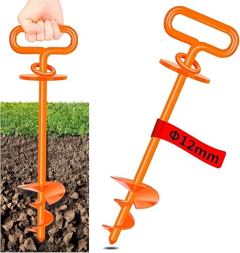 Ground Anchor Dog, 12mm Dog Stake for Medium to Large Dogs up to 220 lbs, Spiral Blade Dog Stake for Yard Beach Lawn Outdoor (Black)