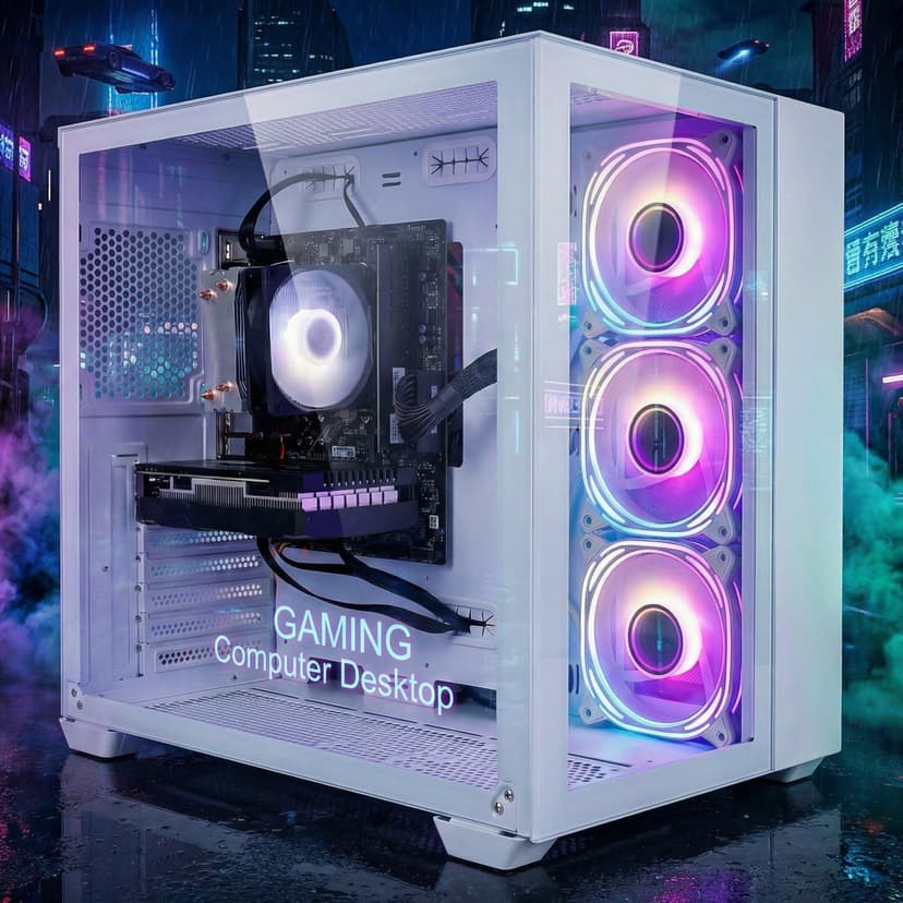 STGsivir PC Gamer Fixed, Gaming Computer, GeForce RTX 3050 6GB GDDR6, Ryzen 5 5500, 32G DDR4, 1T SSD, WiFi 6, BT5.0, RGB Fan x3, PS 600W, Windows 11 Pro - 4