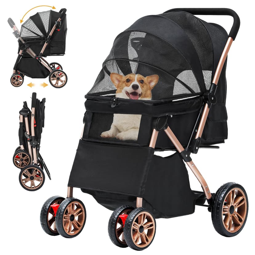 DWVO Poussette 3 en 1 pour Chien et Chat - Pliable jusqu'… - 1