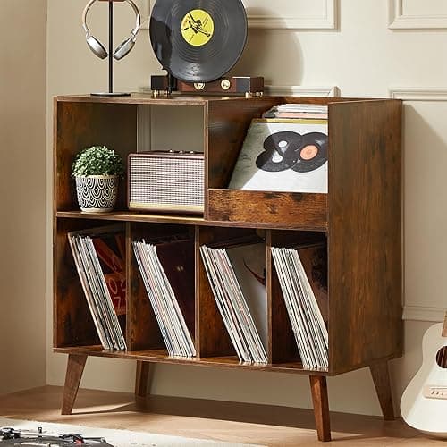 Grand support à vinyles avec rangement, support pour tour…