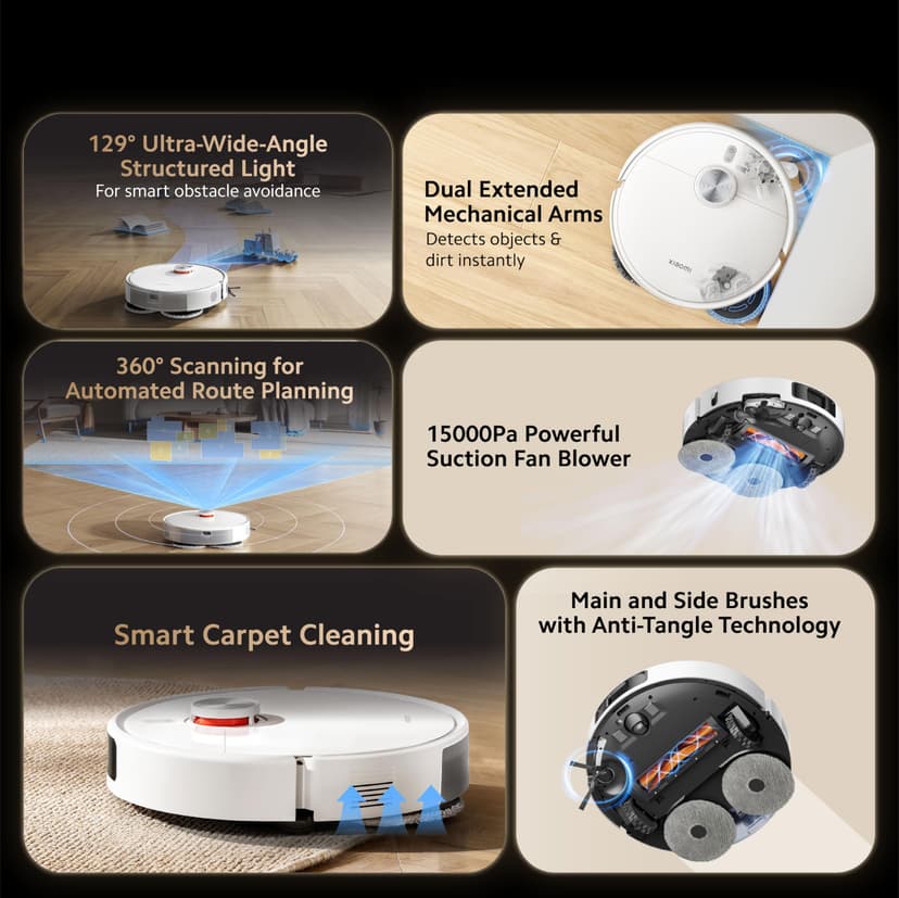 Xiaomi Robot Vacuum S40 Pro, Smart Robotic Vacuum and Mop, Auto-Extending Side Brushes, 15000Pa Suction, Hard Floor & Carpet, Remote Control via App - 2