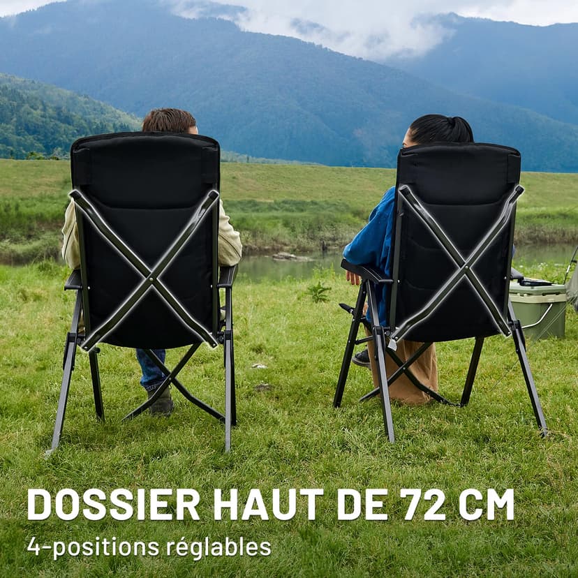 TIMBER RIDGE Chaise Pliante Camping Portable 150kg Fauteuil Jardin Exterieur Dossier Haut 4 Positions Réglables Fauteuil Realx Inclinable pour Terrasse Balcon Jardin Camping Pique-Nique - 5