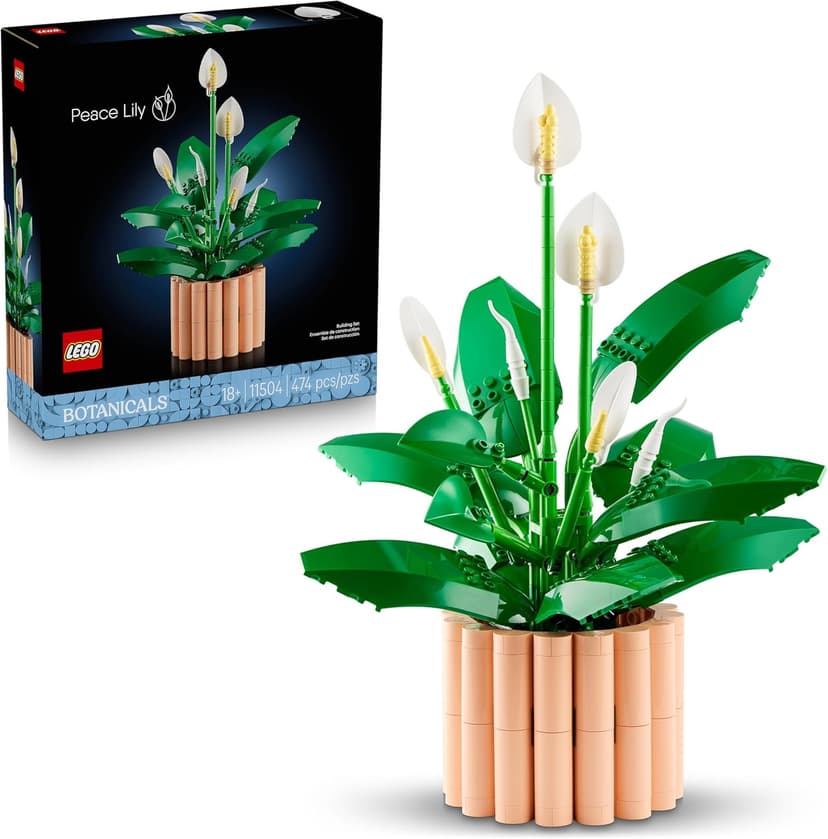 LEGO Botanicals Peace Lily - Artificial Potted Plants Set for Adults - incl. Faux White Flowers & Buds for Living Room or Bedroom Decor - DIY Gift Idea for Women - 11504 - 1