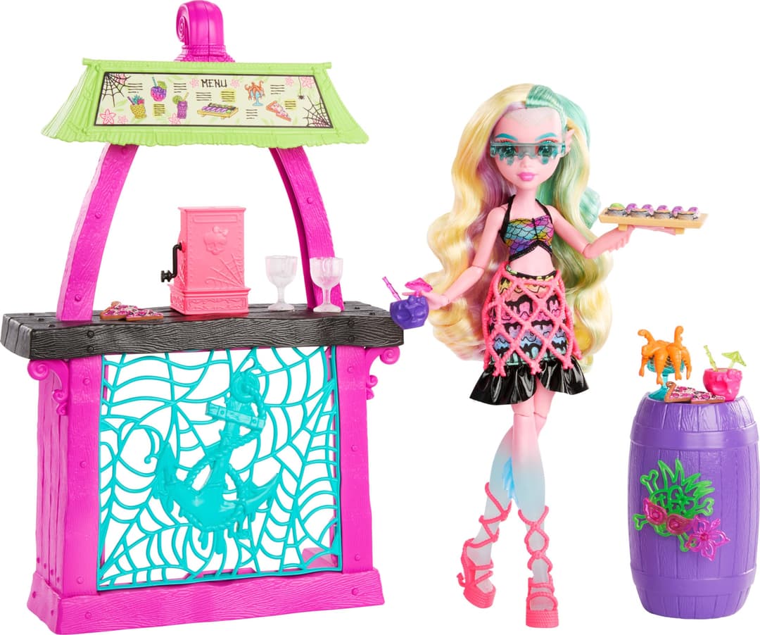 Monster High Doll and Playset, Lagoona Blue Scare-adise Island Snack Shack with Food Accessories and Color Change Drinks, HRP70