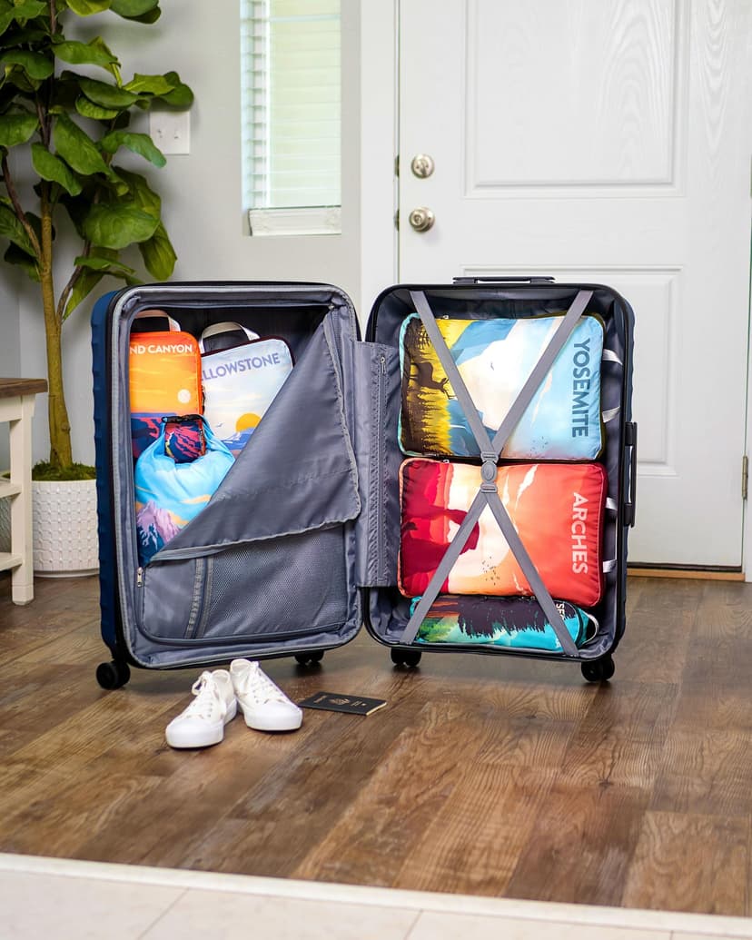 TRIPPED Travel Gear – Lot de 7 cubes de rangement pour voyage, organiseurs de bagages extra larges, ultra légers, extensibles/sacs de compression pour vêtements (parcs nationaux) - 2