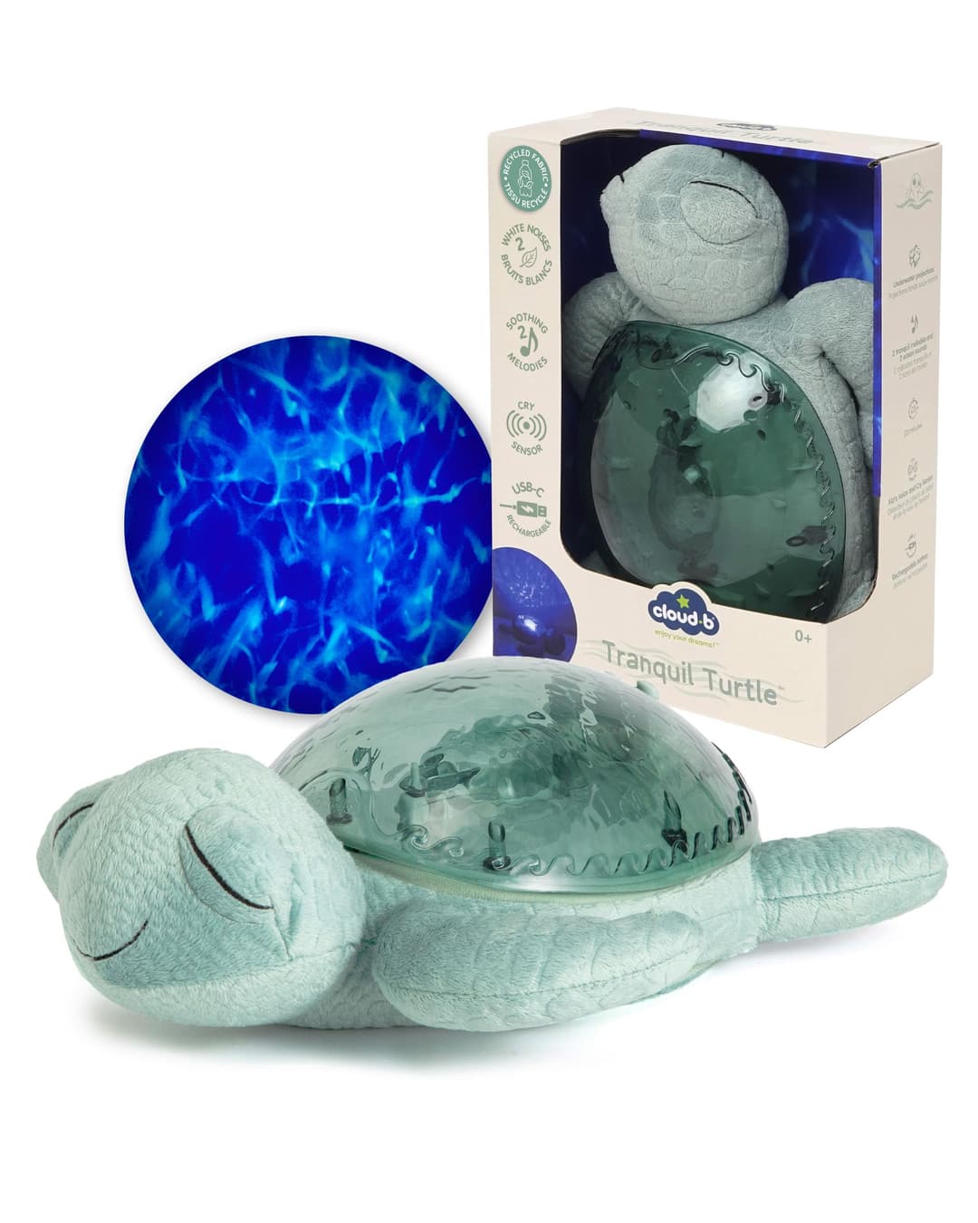 Cloud b Tranquil Turtle Green (Rechargeable) Baby White N…
