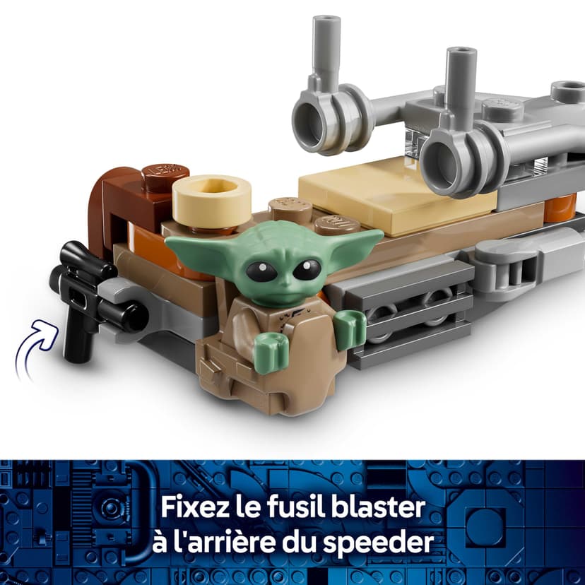 LEGO Star Wars 75436 Le Speeder Bike du Mandalorien et Grogu - Jouet de Construction - Figurine de Grogu & Minifigurine de Din Djarin avec Blaster - Cadeau d'anniversaire pour Garçon dès 6 Ans & Fans - 3